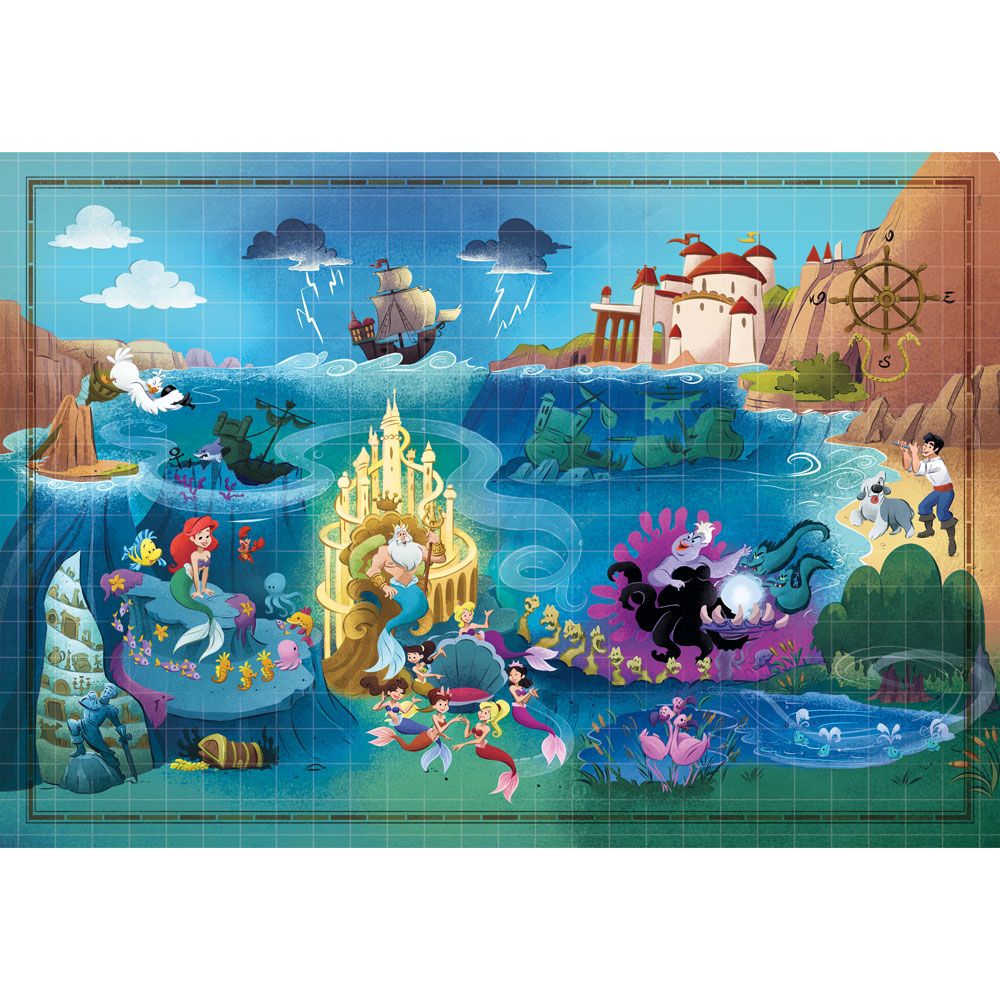 Puzzle 1000 piese Clementoni Disney Story Maps Little Mermaid - poza 2