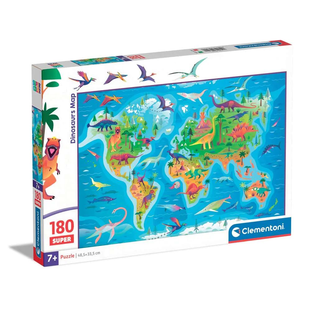 Puzzle 180 piese Clementoni Harta Super Dinozauri 29790 - poza 1