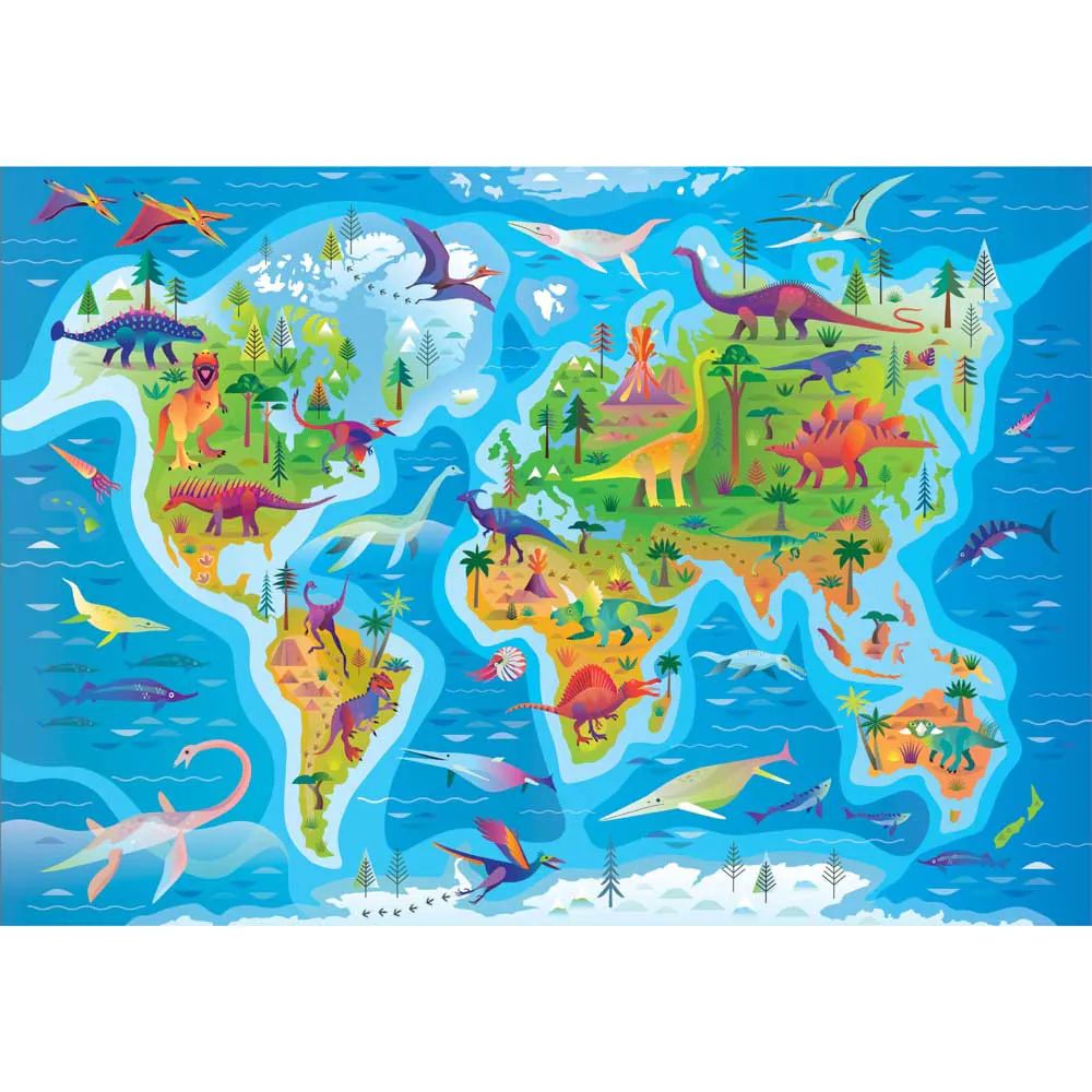 Puzzle 180 piese Clementoni Harta Super Dinozauri 29790 - poza 4