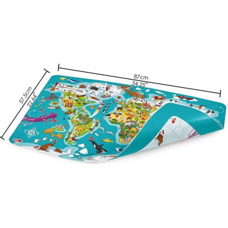 Puzzle 2-in-1 100 piese, Turul Lumii, Hape E1626 - poza 5
