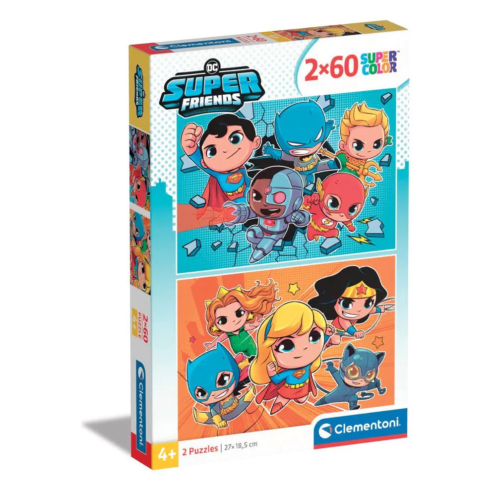 Puzzle 2 x 60 piese Clementoni DC Comics Super Friends 21624 - poza 1