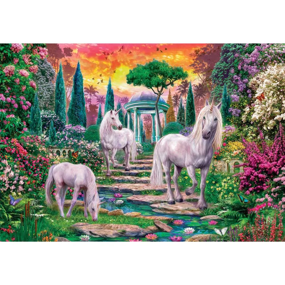 Puzzle 2000 piese Clementoni Classical Garden Unicorns 32575 - poza 2