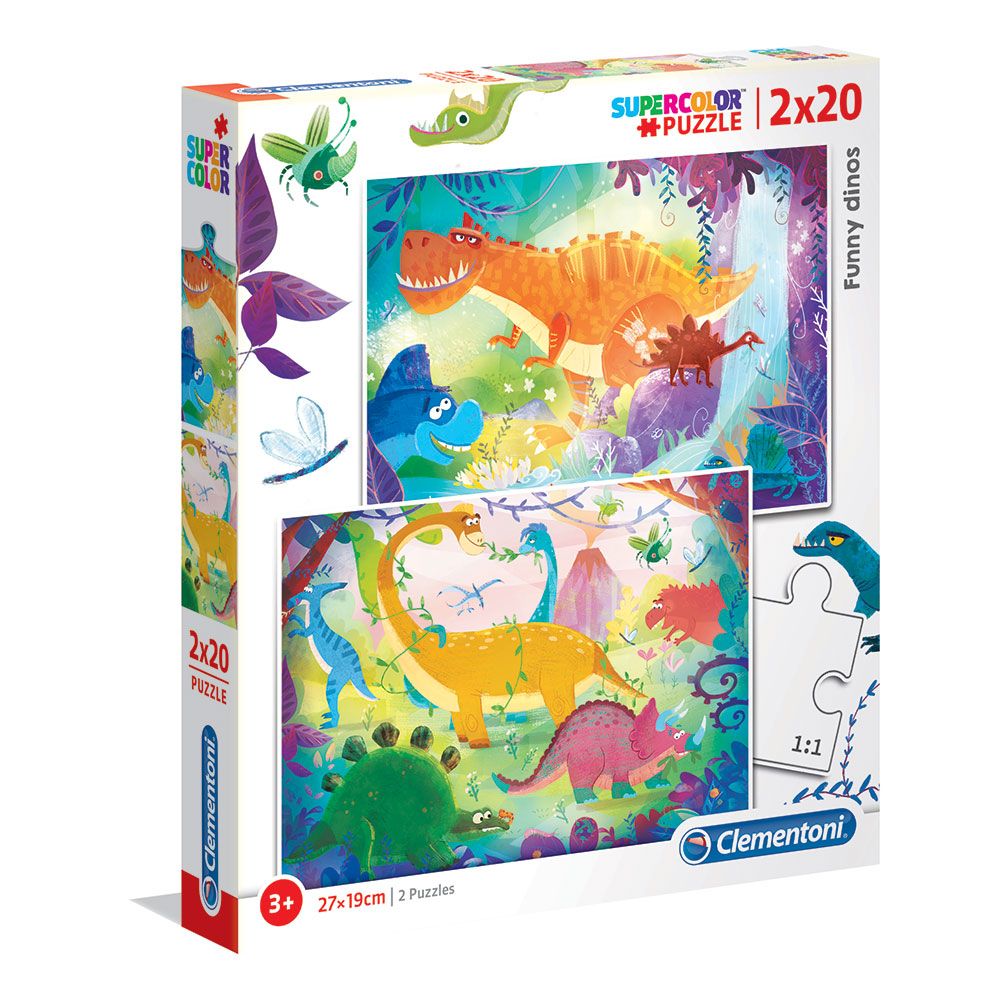 Puzzle 2x20 piese Clementoni Funny Dinos - poza 1
