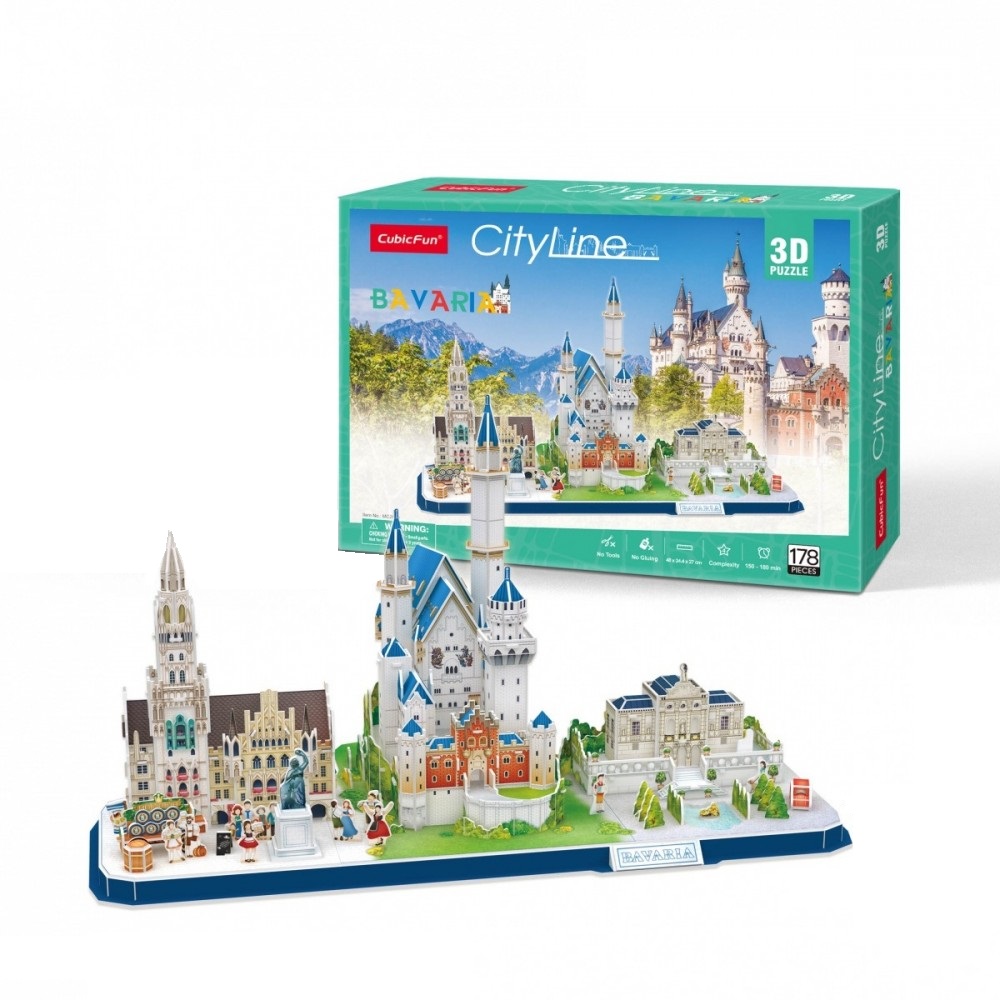 Puzzle 3D 178 piese Cubic Fun City Line Bavaria - poza 1