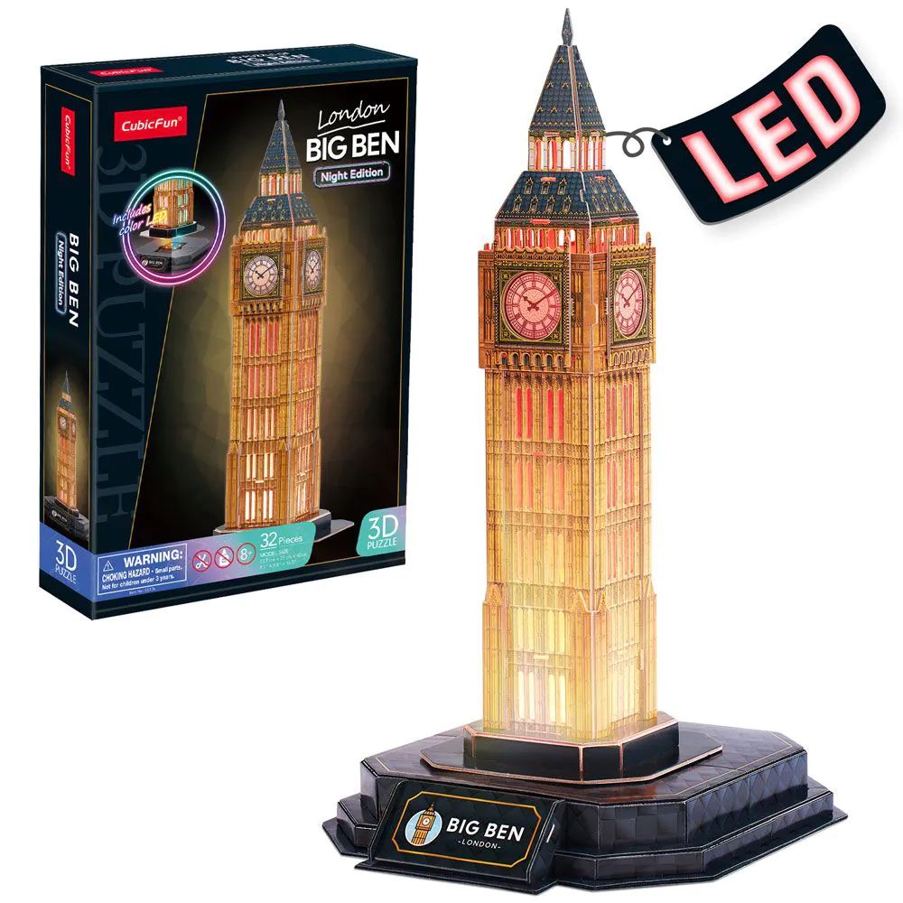 Puzzle 3D Big Ben London Night Edition cu LED 32 piese - poza 1