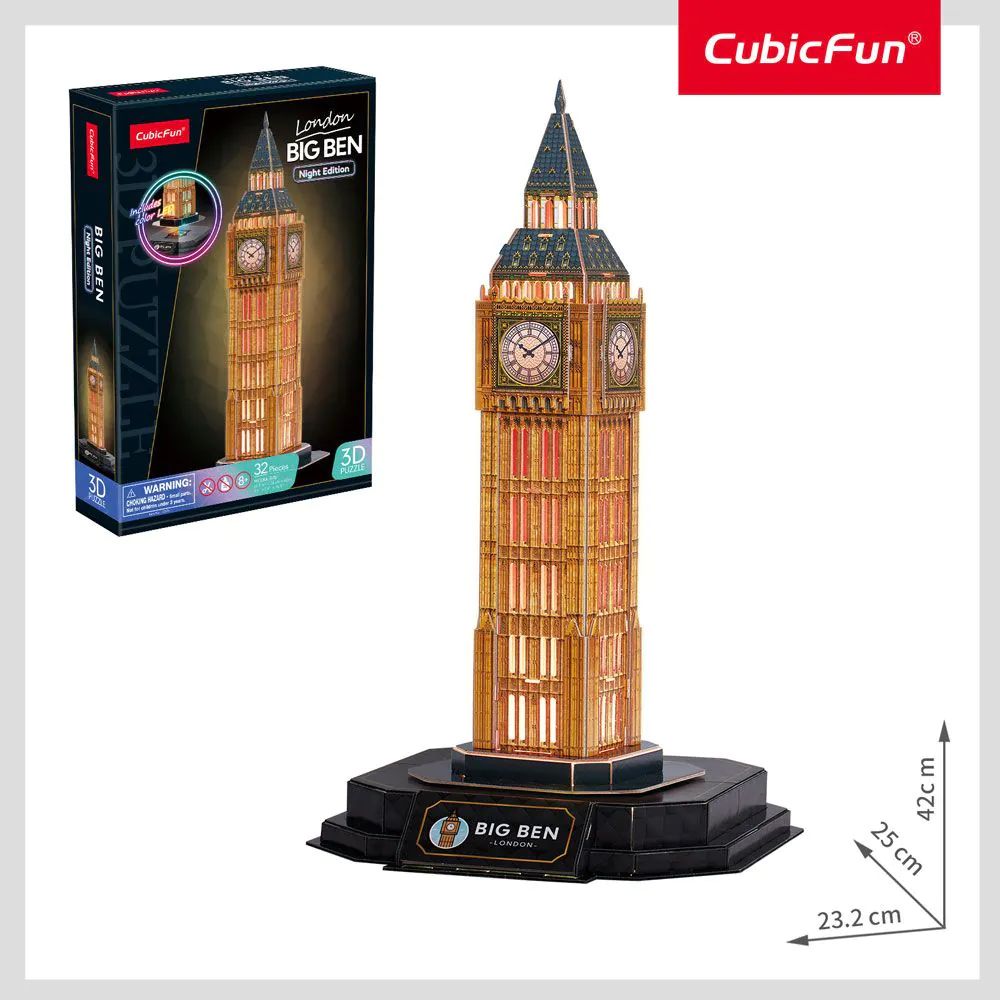 Puzzle 3D Big Ben London Night Edition cu LED 32 piese - poza 2