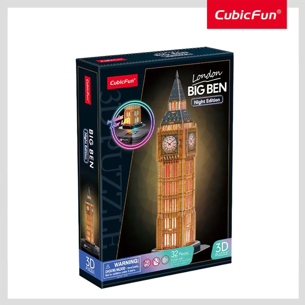 Puzzle 3D Big Ben London Night Edition cu LED 32 piese - poza 4