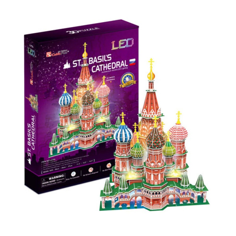 Puzzle 3d cu led Cubic Fun 224 piese Catedrala Sfantul Vasile - poza 1