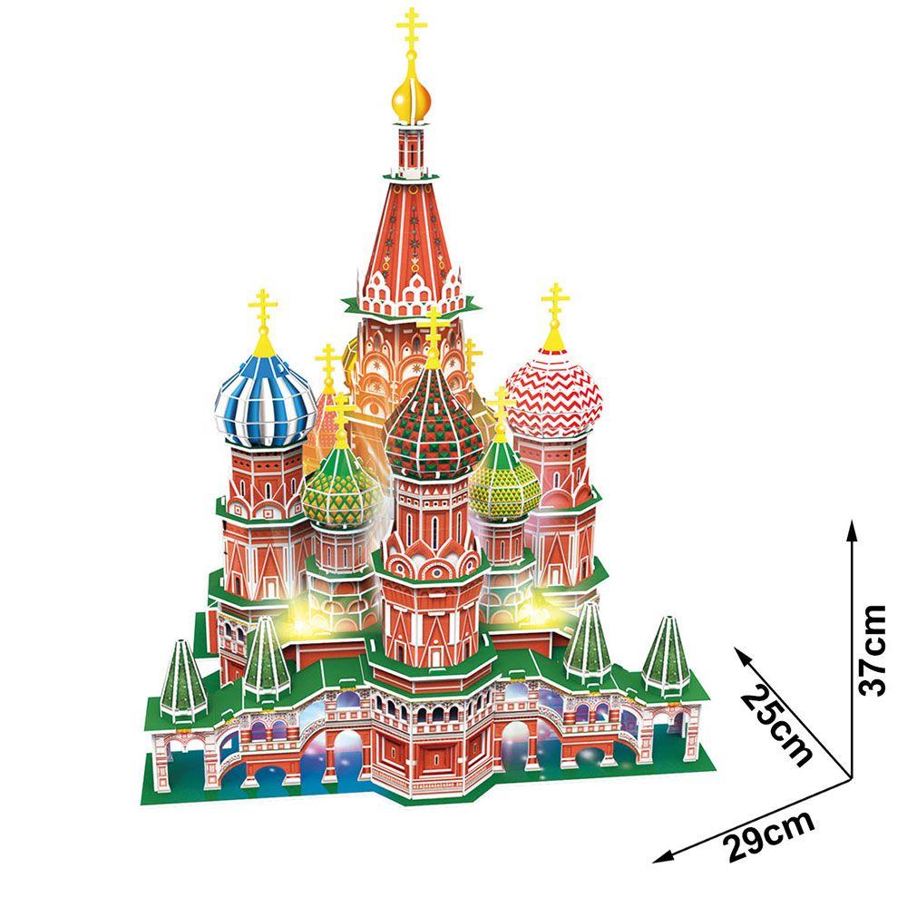 Puzzle 3d cu led Cubic Fun 224 piese Catedrala Sfantul Vasile - poza 4