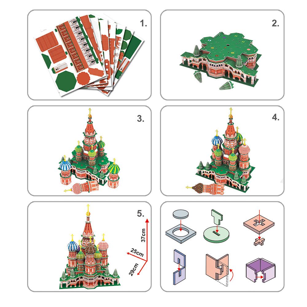 Puzzle 3d cu led Cubic Fun 224 piese Catedrala Sfantul Vasile - poza 5