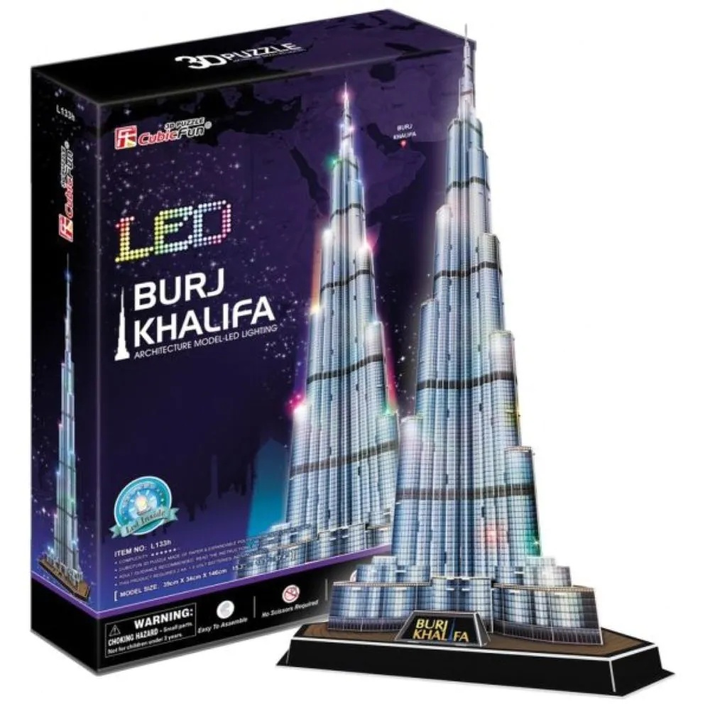 Puzzle 3D cu LED Cubic Fun Burj Khalifa 136 piese - poza 1