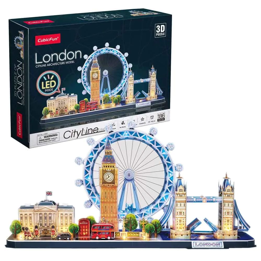 Puzzle 3D cu led Cubic Fun City Line London 186 piese - poza 1