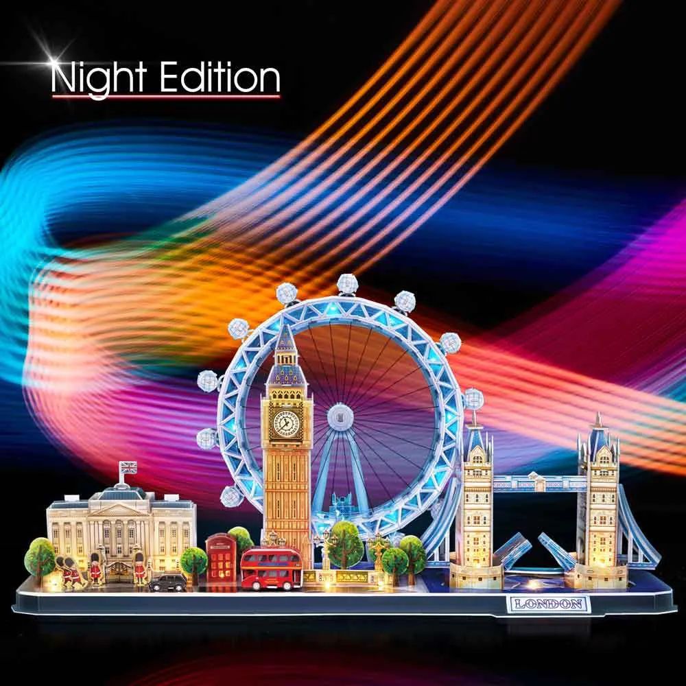 Puzzle 3D cu led Cubic Fun City Line London 186 piese - poza 3