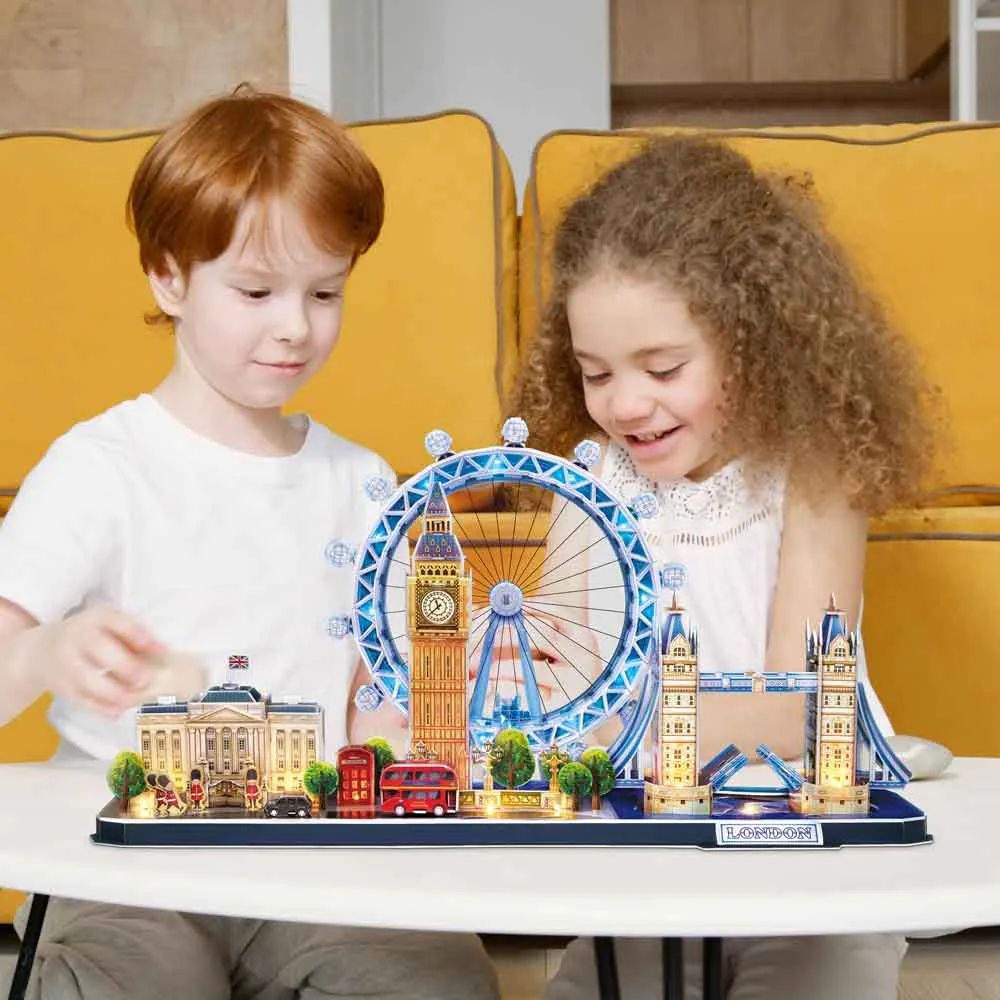 Puzzle 3D cu led Cubic Fun City Line London 186 piese - poza 4