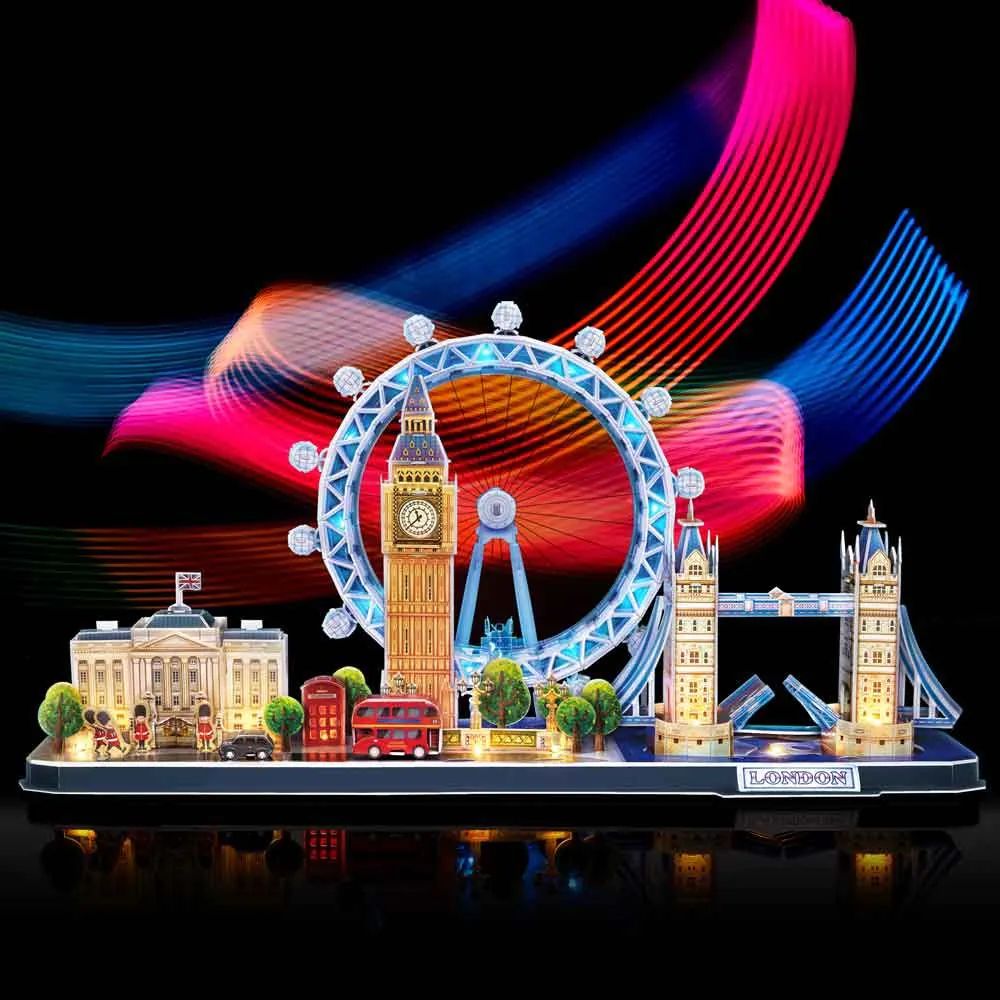 Puzzle 3D cu led Cubic Fun City Line London 186 piese - poza 5