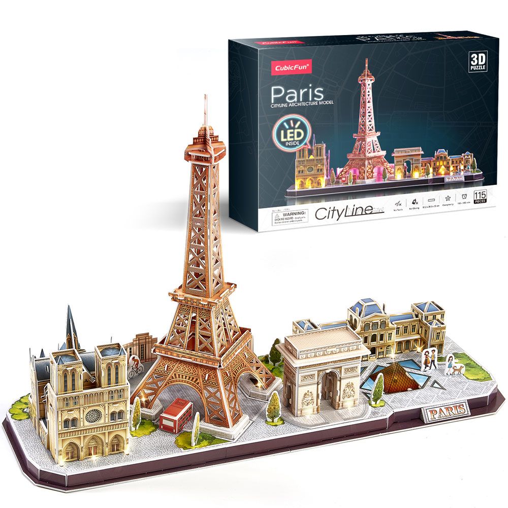 Puzzle 3D cu LED Cubic Fun City Line Paris 115 piese - poza 1
