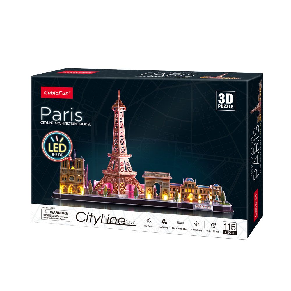 Puzzle 3D cu LED Cubic Fun City Line Paris 115 piese - poza 2