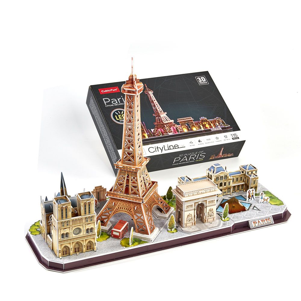Puzzle 3D cu LED Cubic Fun City Line Paris 115 piese - poza 3