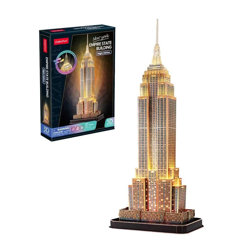 Puzzle 3D cu LED Cubic Fun Empire State Building Night Edition 37 piese - poza 1