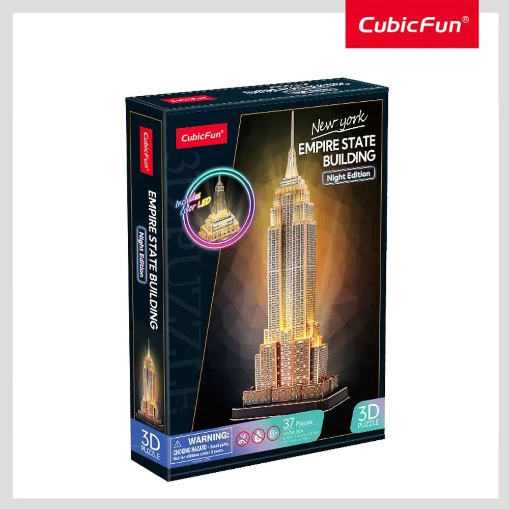 Puzzle 3D cu LED Cubic Fun Empire State Building Night Edition 37 piese - poza 2