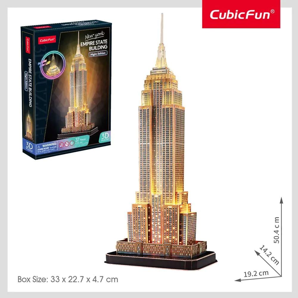 Puzzle 3D cu LED Cubic Fun Empire State Building Night Edition 37 piese - poza 3