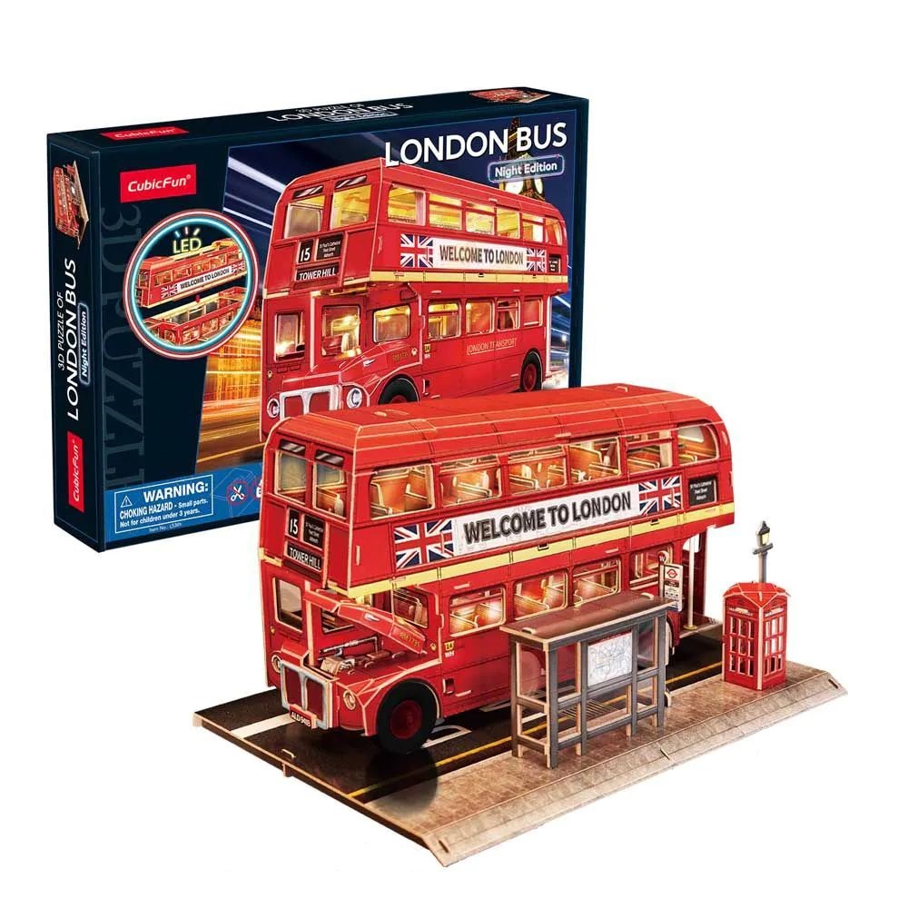 Puzzle 3D cu LED Cubic Fun London Bus Night Edition 161 piese - poza 1
