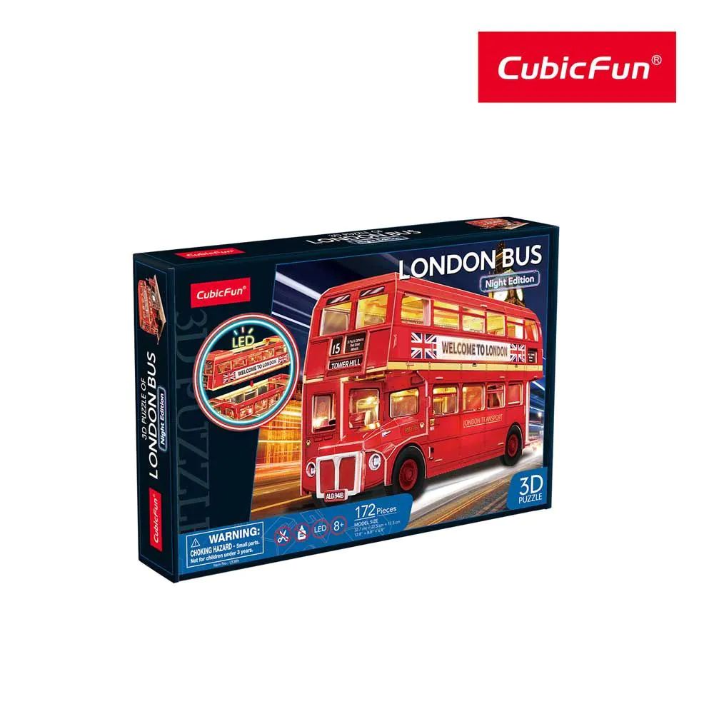 Puzzle 3D cu LED Cubic Fun London Bus Night Edition 161 piese - poza 2