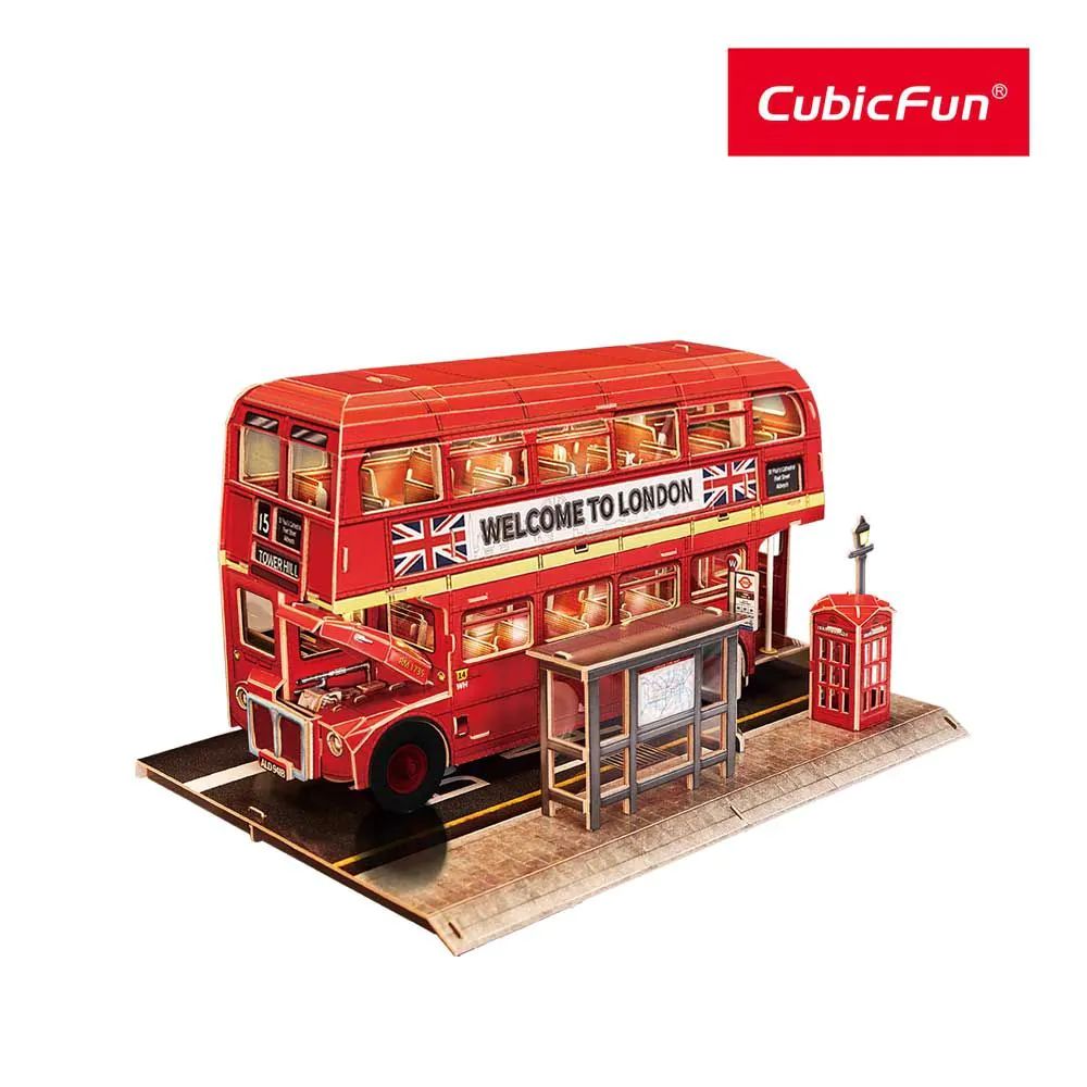 Puzzle 3D cu LED Cubic Fun London Bus Night Edition 161 piese - poza 4