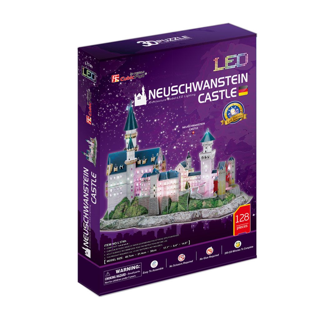 Puzzle 3D cu leduri Cubic Fun 128 piese Castelul Neuschwanstein - poza 2