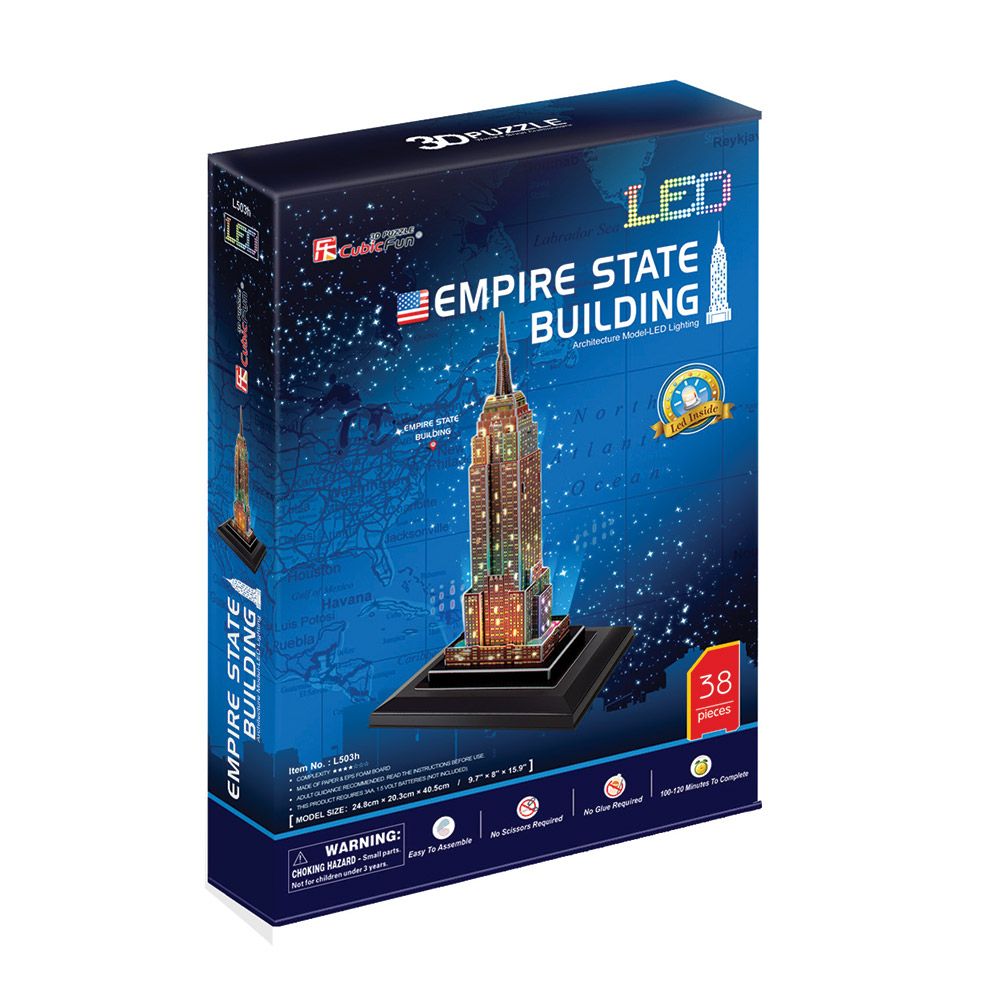 Puzzle 3d cu leduri Cubic Fun 38 piese Empire State Building - poza 1