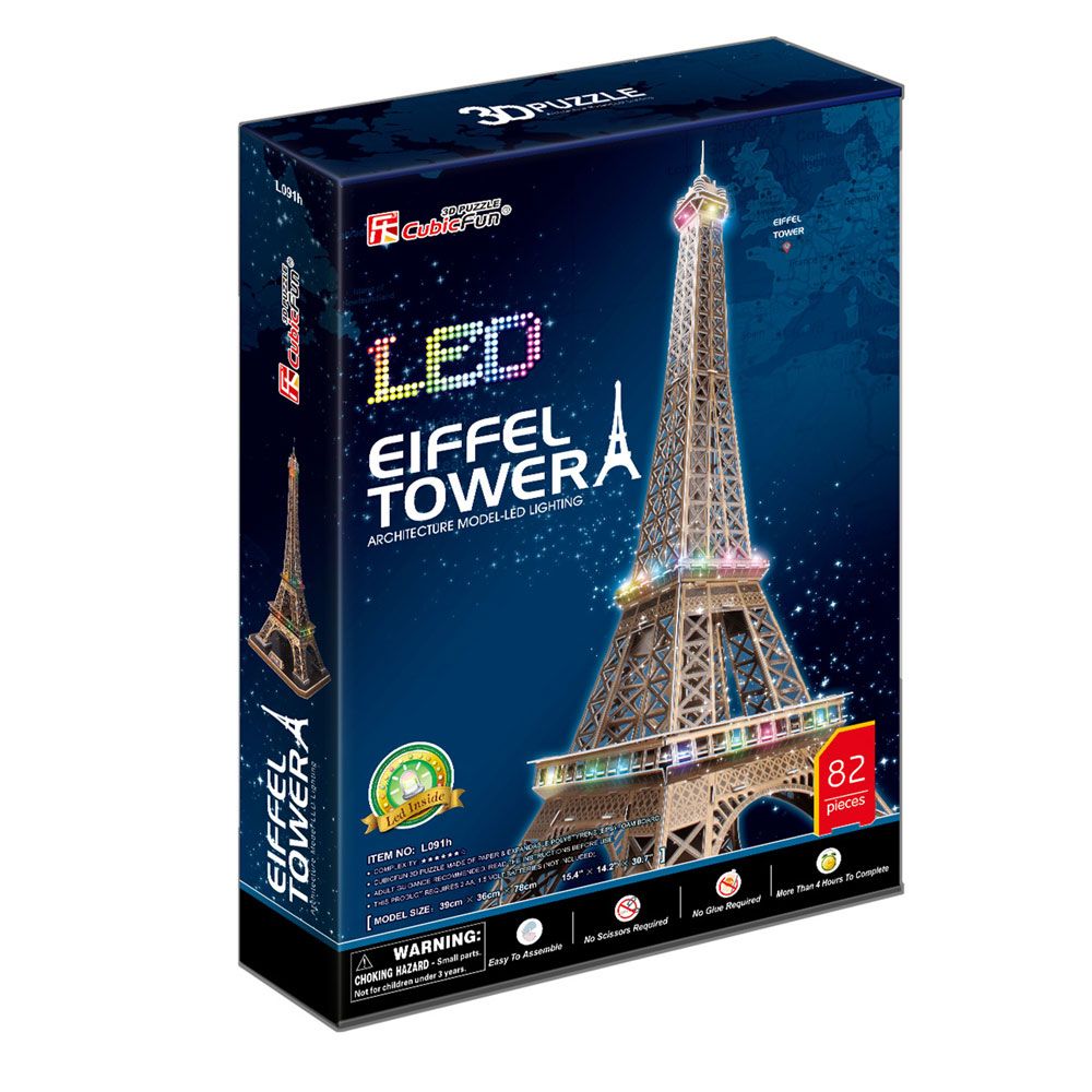 Puzzle 3D cu leduri Cubic Fun 84 piese Turnul Eiffel - poza 2
