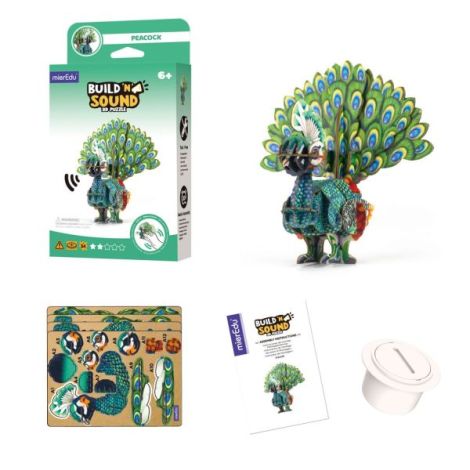 Puzzle 3D cu sunete - Paun, Build n Sound - poza 4