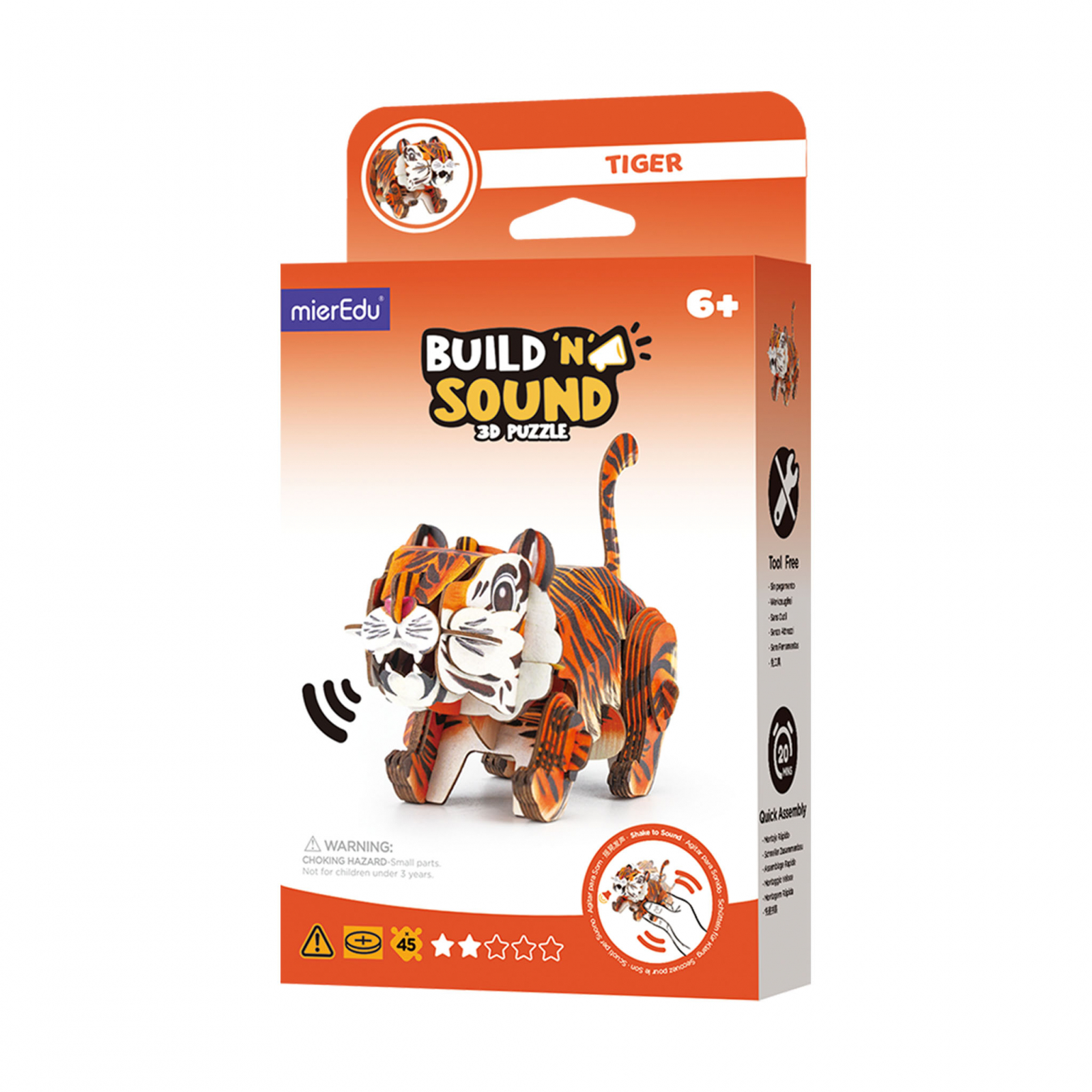 Puzzle 3D cu sunete - Tigru, Build n Sound