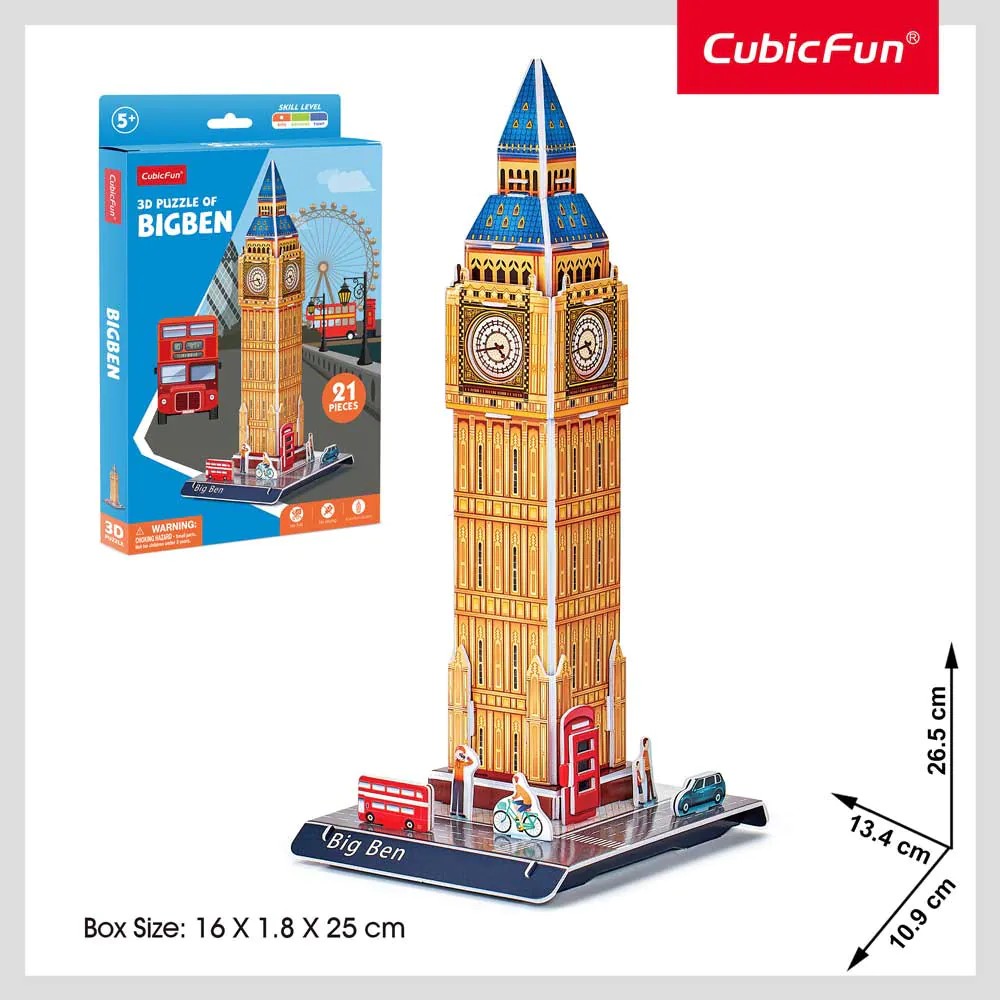 Puzzle 3D Cubic Fun Mix 1 Big Ben 21 piese - poza 1