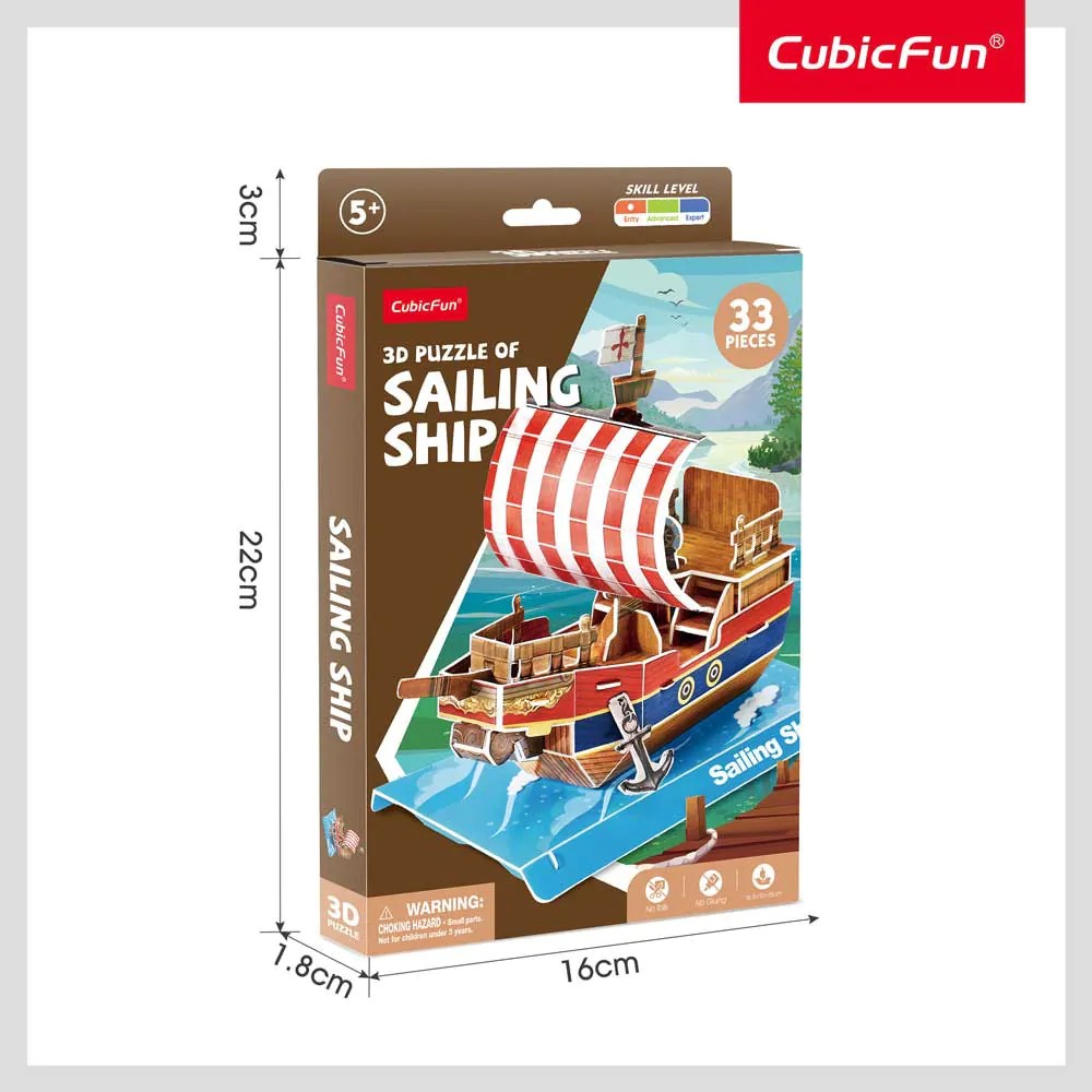 Puzzle 3D Cubic Fun Mix 1 Nava cu Vele 33 piese - poza 2