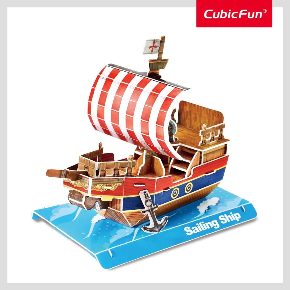 Puzzle 3D Cubic Fun Mix 1 Nava cu Vele 33 piese - poza 3