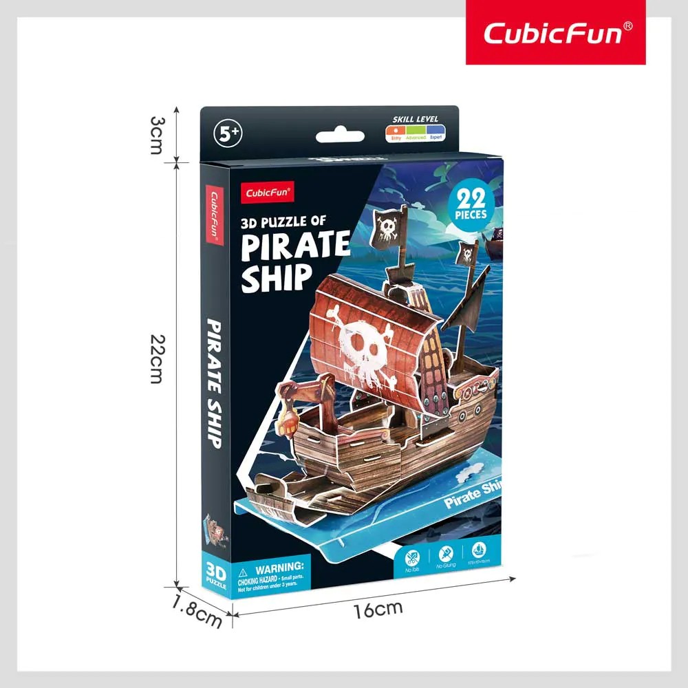 Puzzle 3D Cubic Fun Mix 1 Nava Pirati 22 piese - poza 2