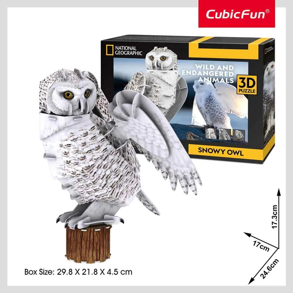 Puzzle 3D Cubic Fun National Geographic Bufnita Polara 62 piese - poza 1