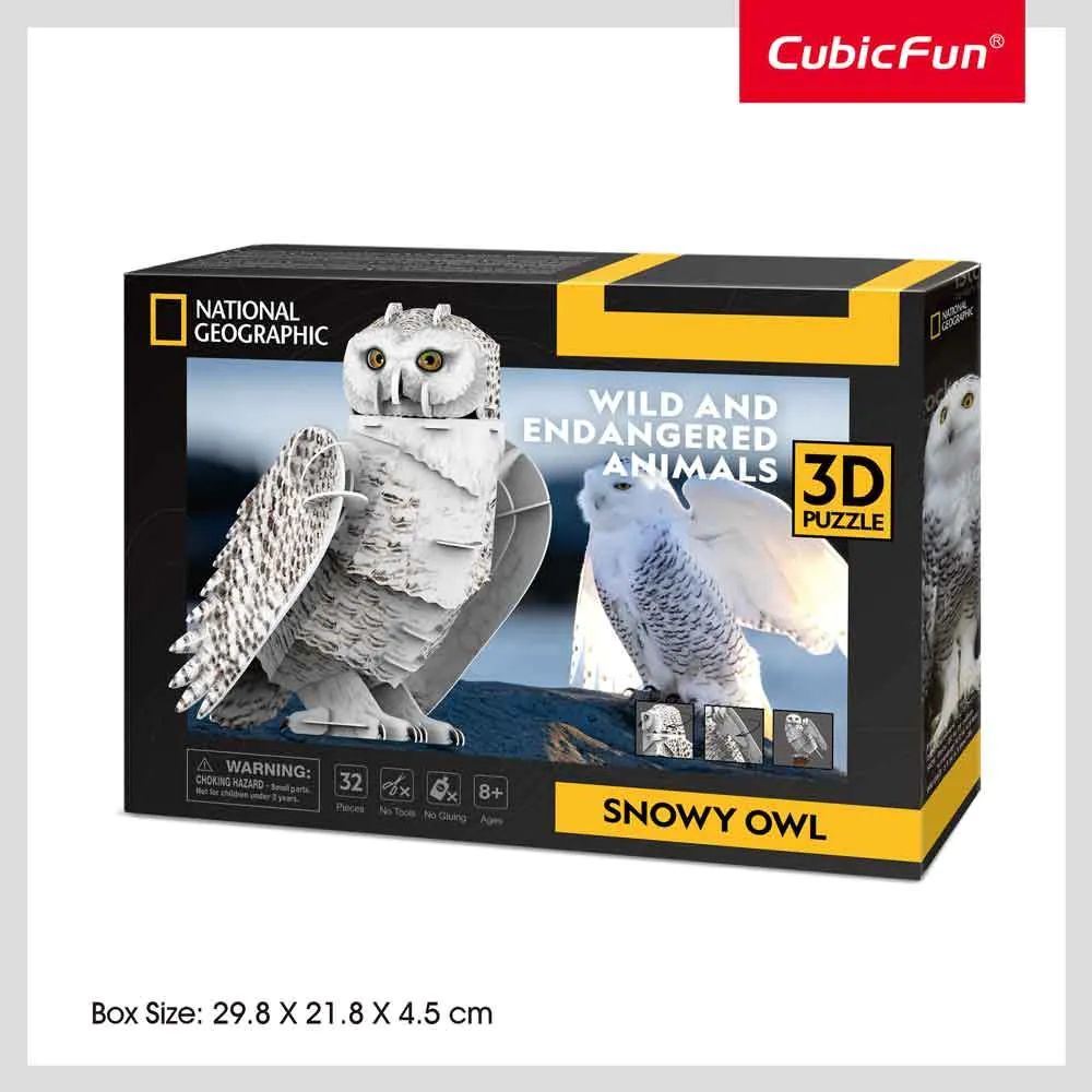 Puzzle 3D Cubic Fun National Geographic Bufnita Polara 62 piese - poza 2