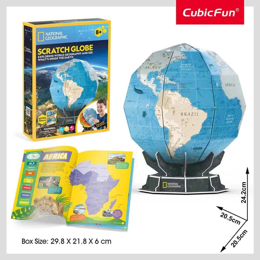 Puzzle 3D Cubic Fun National Geographic Globul Pamantesc razuibil 32 piese - poza 2