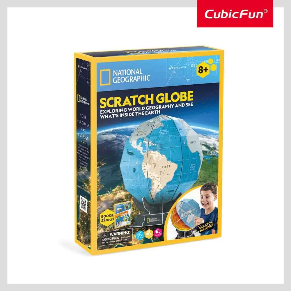 Puzzle 3D Cubic Fun National Geographic Globul Pamantesc razuibil 32 piese - poza 3