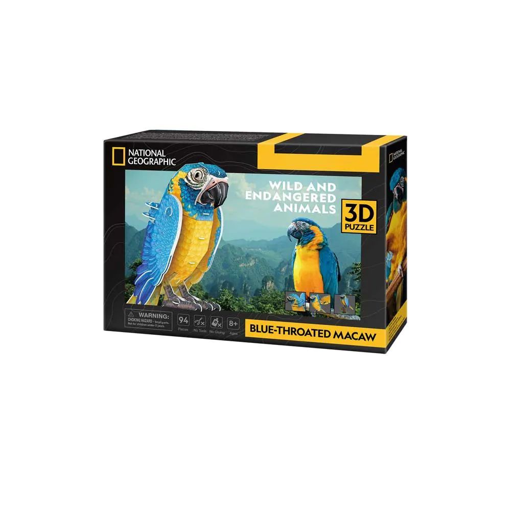 Puzzle 3D Cubic Fun National Geographic Papagal ARA cu gat albastru 94 piese - poza 2