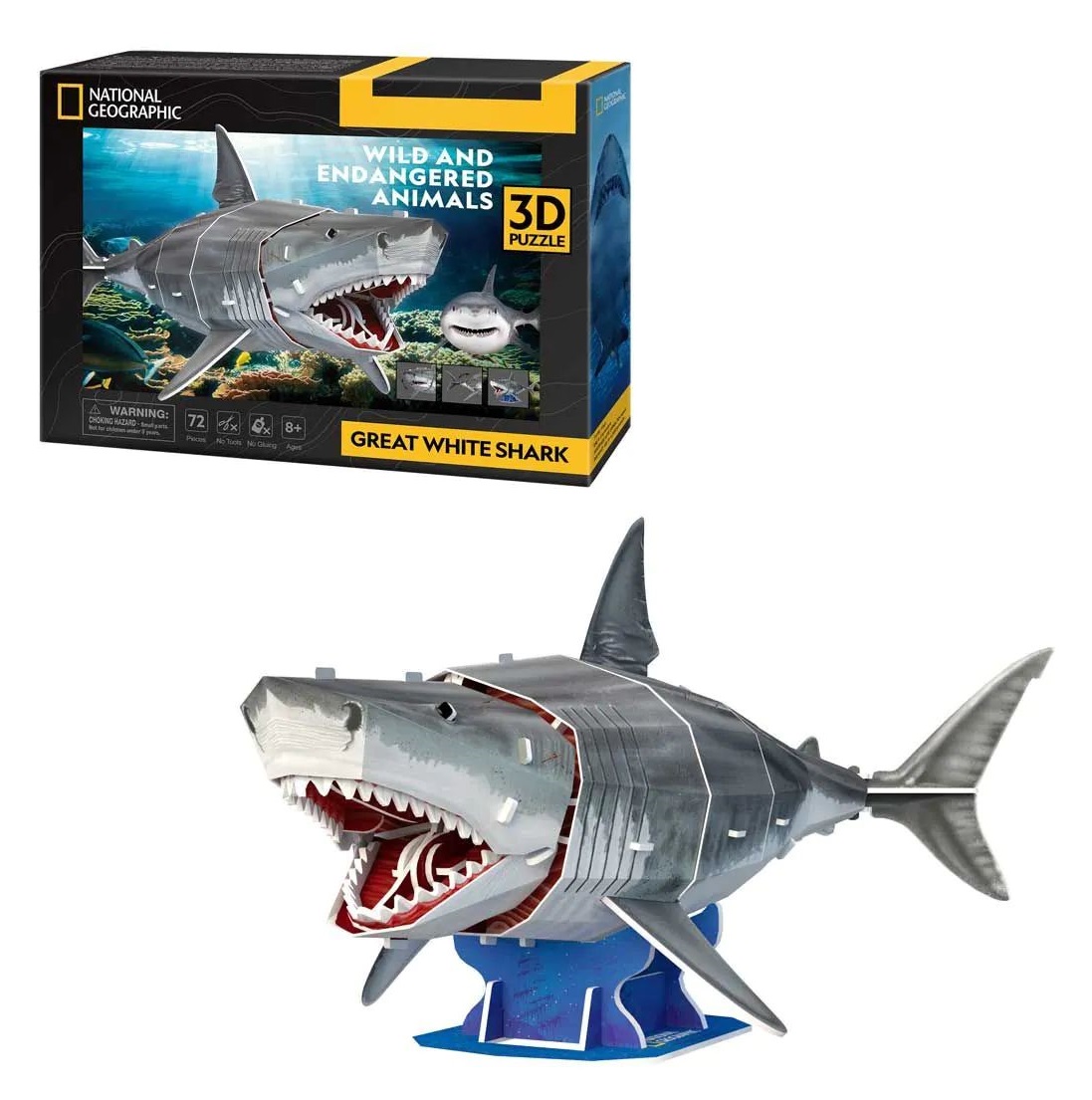 Puzzle 3D Cubic Fun National Geographic Rechin Marele Alb 72 piese - poza 1