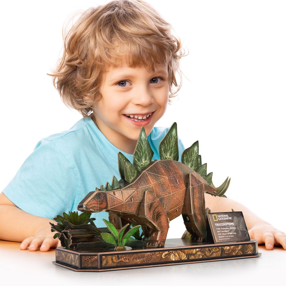 Puzzle 3D Cubic Fun National Geographic Stegosaurus 62 piese - poza 3