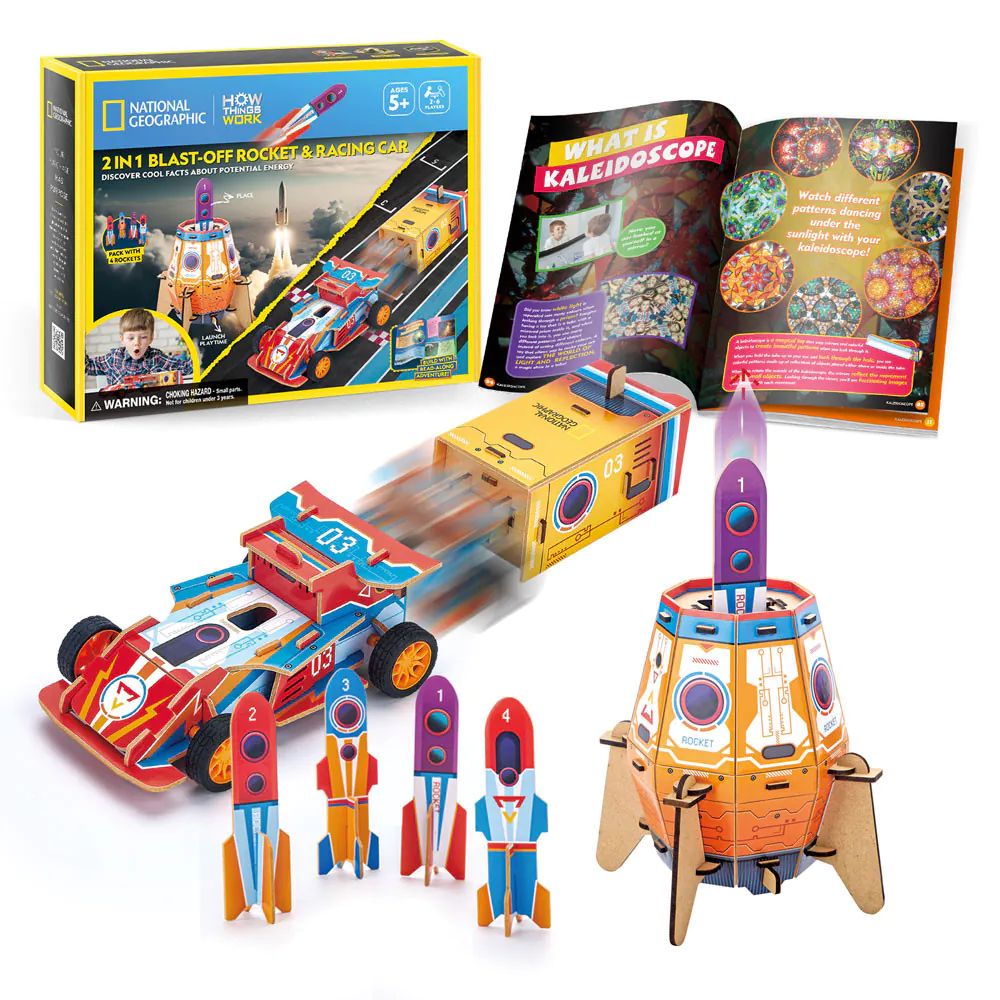 Puzzle 3D Cubic Fun National Geographic Stem 2 in 1 Racheta si Masina de curse - poza 1