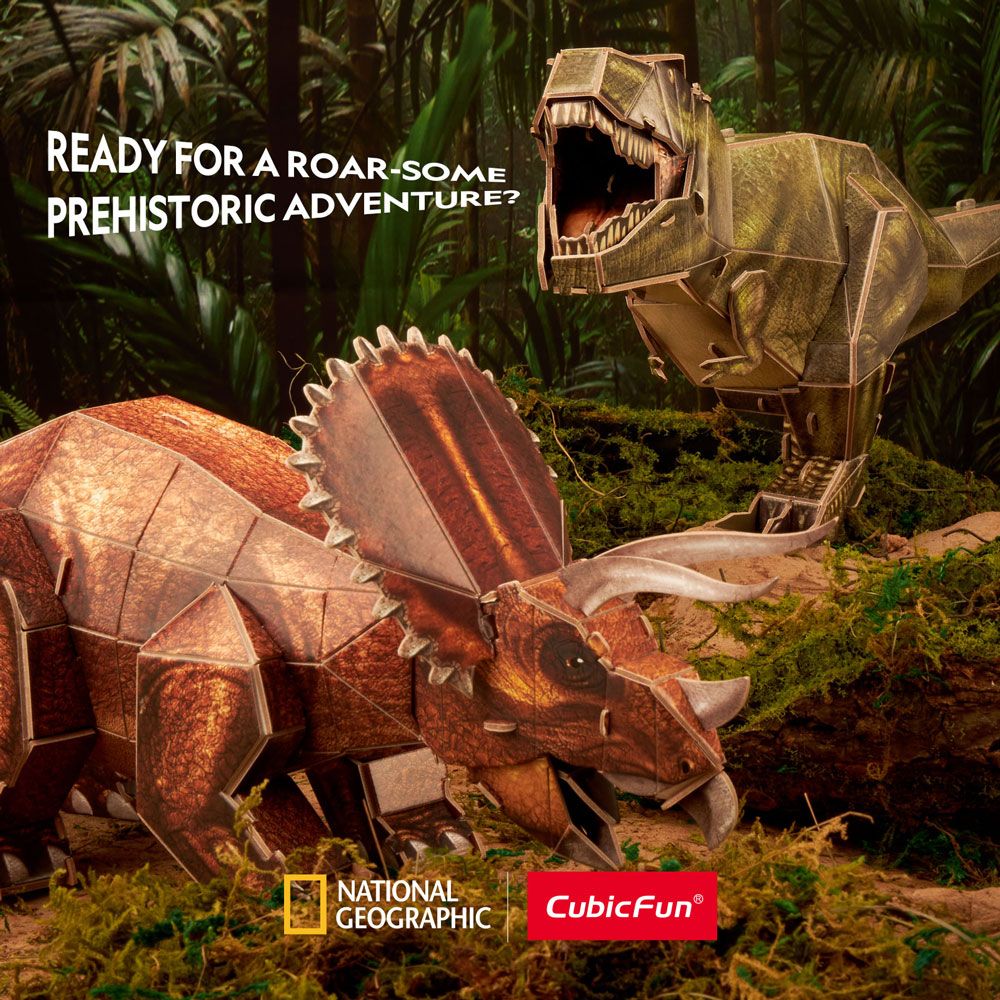 Puzzle 3D Cubic Fun National Geographic T-Rex 52 piese - poza 3