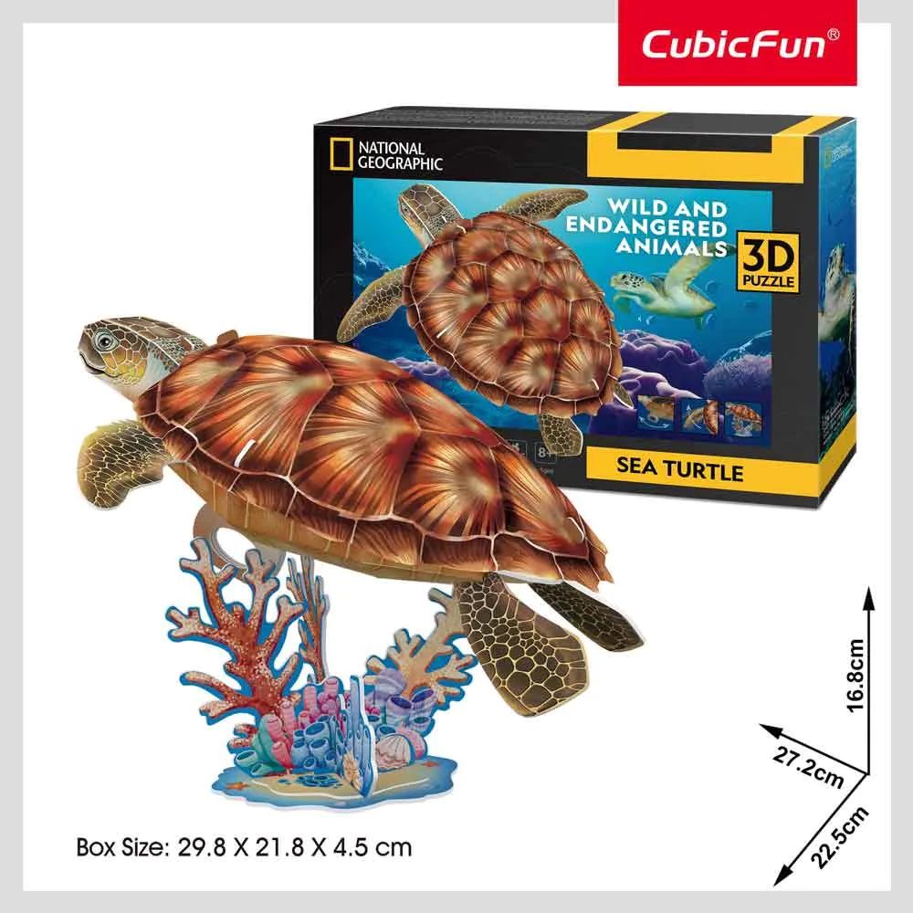 Puzzle 3D Cubic Fun National Geographic Testoasa de Mare 31 piese - poza 2