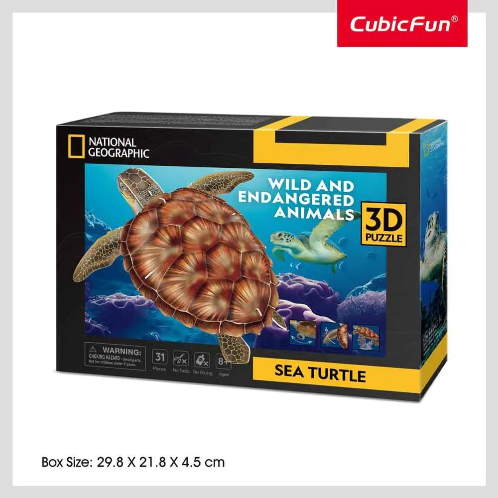 Puzzle 3D Cubic Fun National Geographic Testoasa de Mare 31 piese - poza 3