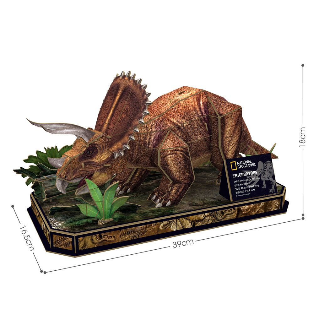 Puzzle 3D Cubic Fun National Geographic Triceratops 44 piese - poza 2