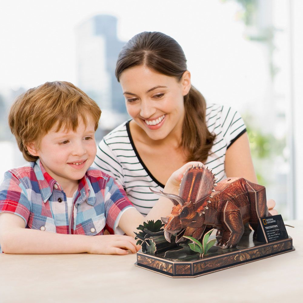 Puzzle 3D Cubic Fun National Geographic Triceratops 44 piese - poza 3